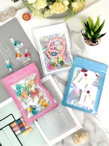 100 个透明窗口珠宝袋，渐变色珠宝密封袋，可重复使用，防尘防氧化，适用于戒指、耳环、项链、吊坠等珠宝、珠宝配饰整理、家居必需品、节日礼物。 - 彩色 - 查看 5