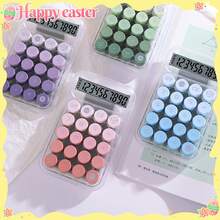 1 pieza Calculadora de botones grandes de 10 dígitos con degradado de color, carcasa transparente estética, kawaii para padres, rosa, colores degradados básicos, 14,5 cm