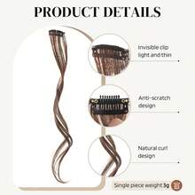 2PCS Synthetic Long Natural False Fringe Bangs Clip In On Front Side Fringe Hair Extension Middle Part Fake Fringe For Women
