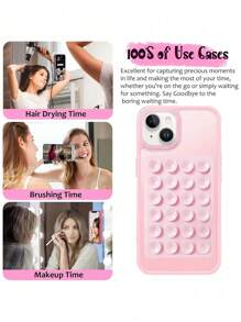 1pc Pink Silicone Suction Cup Phone Grip, Silicone Adhesive Suction Cup Phone Holder, Anti-Slip Sticky Phone Handle, Suitable For Selfie And Video Strong Grip Stand Compatible With IPhone, Android Phone, Gift For Birthday, Family, Friends Phone Stand Phone Accessories
