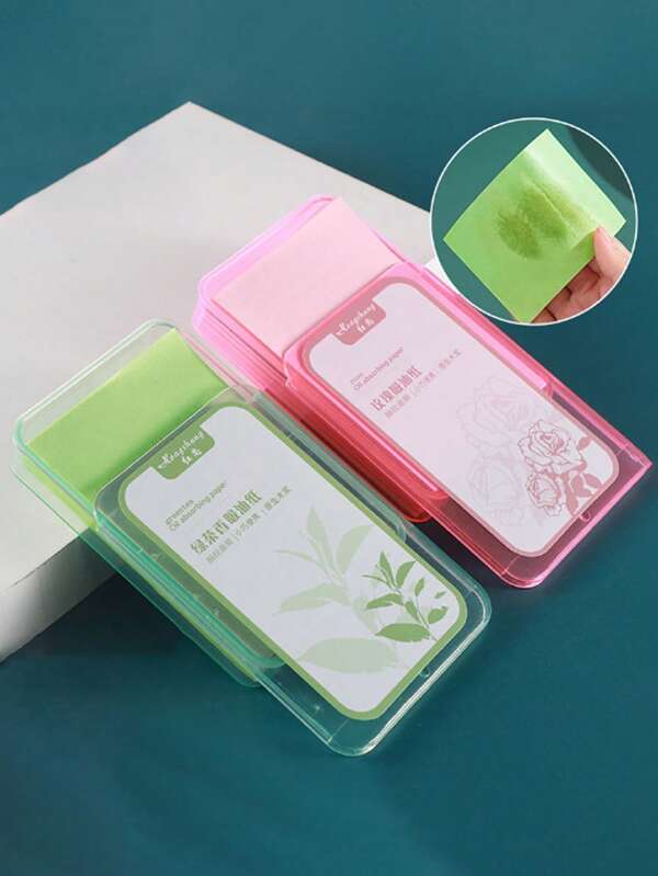 (Random Style) Facial Blotting Papers - Bamboo Charcoal & Green Tea Scented, Portable Oil Absorbing Face Paper Sheets