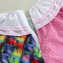 0-5 Years Kids Toddler Baby Boy Girl Clown Costume Halloween Outfits Contrast Color Long Sleeve Jumpsuit And Hat 2Pcs Clothes Set Funny Clown Dress Up Cosplay Costume - 粉色 - 查看 6