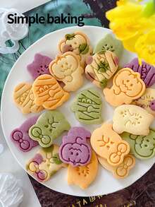 4pcs Ghost Pattern Cookie Mold Set, Parent-Child Cookie Mold, Halloween And Day Of The Dead Party Decoration, Cute Cartoon Ghost Shaped Cookie Stamp, Easy To Use Cookie Cutter - White - View 11