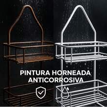 Porta Shampoo para Regadera Doble Nivel Sin Perforación Organizador De Regadera Metálico Colgante Soporte Resistente Impermeable estilo Moderno uso diario Anticorrosivo (Estilo 1) - Estilo 1 - Ver 4