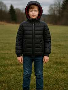 Bobojaco Boys' Puffer Jacket With Removable Hood - Teal Blue - View 2