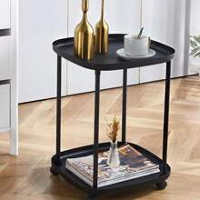 1pc Modern Simple Creative Coffee Table With 2-Tier Storage Shelves, Suitable For Living Room, Bedside, Bedroom And Office, Milky & Oil Style Coffee Table, Easy To Assemble