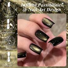 Mtssii 7ml 黑色天鹅绒猫磁性凝胶指甲油闪亮闪光朋克风格美甲漆半永久性可去除 UV LED 指甲油 - 彩色 - 查看 4