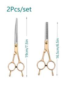 Professional Pet Grooming Scissors, Left And Right Hand Suited, Cat And Dog Hair Trimming Curved And Straight Cutting Thinning Shears, Stainless Steel