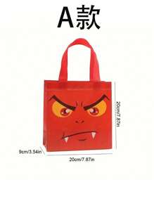 24个/1个万圣节卡通礼品袋，采用无纺布材质，带提手。这些可重复使用且防水的袋子非常适合生日庆祝活动、万圣节主题派对、万圣节无纺布袋、恐怖南瓜表情礼品袋、万圣节活动、节日聚会、零售购物和礼品包装、家庭生日派对礼品包装装饰。