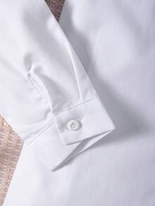 Young Girl Classic Casual School Style White Long Sleeve Shirt, Suitable For Formal Events, Gatherings, Performances - White - View 7