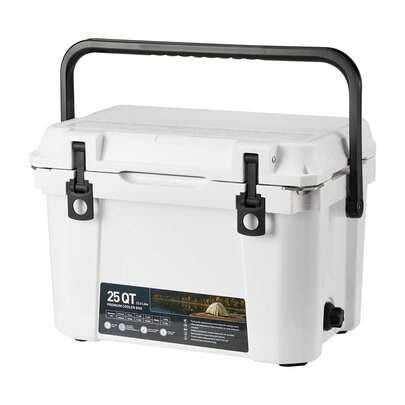 25 Quart Hard Camping Cooler, Leakproof Portable Insulated Ice Chest Cooler Box With Heavy Duty Handle, 5-Day Ice Retention, Great For Beach, Camping, Picnic, BBQ, Fishing