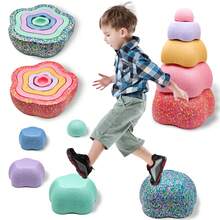 5块彩色踏步石平衡玩具，适合儿童 - 趣味过河和沙滩游戏套装，室内外皆宜，是圣诞节和万圣节礼物的理想之选，户外活动佳品 | 彩色踏步石 | 表面光滑，儿童玩具 - 彩色 - 查看 2