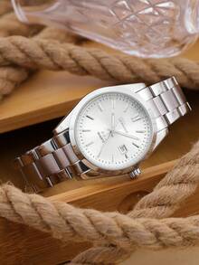 Casual Fashion Quartz Men's Watch With Calendar And Luminous - White - View 2