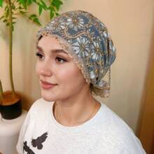 1 buc. Model floral cu dungi, floral (combinație), casual, boem, petrecere, drăguț, poliester, mărgele, stras, ciucure, broderie, patchwork, eșarfă pentru cap, potrivită pentru zi cu zi, acasă, vacanță, întâlnire de seară, cadou, toate anotimpurile, decor elegant cu ciucure din mărgele acrilice, decor cu coadă de pește, stras, broderie florală, decor