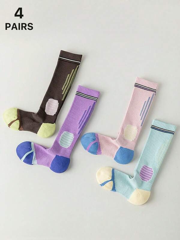 1/2/4 pares de calcetines de compresión de color caramelo con empalme para mujer, calcetines deportivos/calentadores de piernas para otoño/invierno, grunge, casual, Y2K, deportes, al aire libre, fiesta, gótico, vuelta al colegio, suaves y transpirables, calcetines deportivos para parejas, para gimnasio
