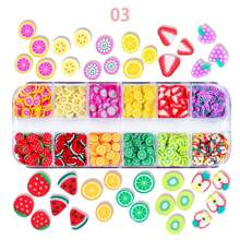 1 盒水果花片饰品适用于树脂聚合物粘土史莱姆制作 3D 软陶什锦碎片贴纸散装适用于 DIY 工艺品美甲唇彩用品手机装饰配件 - 彩色 - 查看 8