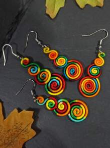 2 Paar bunte bohemische Regenbogen-Ohrringe, modische gewebte unisex Paar-Ohrringe, geeignet für den Alltag, Festivals, Schulanfang, Weihnachten, Paar-Schmuck (Zufallsfarbe)