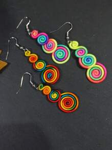 2 Paar bunte bohemische Regenbogen-Ohrringe, modische gewebte unisex Paar-Ohrringe, geeignet für den Alltag, Festivals, Schulanfang, Weihnachten, Paar-Schmuck (Zufallsfarbe)