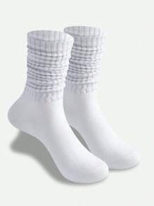 3 Pairs Women's Plain White Slouch Socks (No Cardboard)