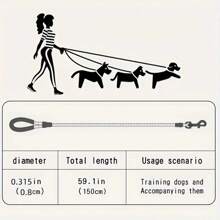 Slip-Resistant Dog Leash - Comfortable Handle, Durable Polyester Material, Adjustable Length, Available In Green, Red, Blue, Black | Suitable For Medium & Small Dogs | Fashionable Design, Sturdy & Durable Small Dog Leash - Multicolor - View 2