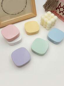 1PC马卡龙隐形眼镜收纳盒简约便携镜伴盒方形隐形眼镜盒DIY纯色隐形眼镜盒适合日常户外使用