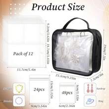 FjcPrasacco Transparent Jewelry Storage Bag Travel Jewelry Organizer Case With 24 Large 48 Small Clear Zipper Pouches Portable Large Capacity Storage Book For Earrings Rings Necklaces Braceletsyq - 如圖 - 查看 2