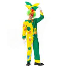 男士小丑服装套装，成人连体小丑服，仅含衣服和帽子，不含道具发套/面具/手套/小丑鞋等，适合狂欢派对/节日表演 - 藍色 - 查看 12