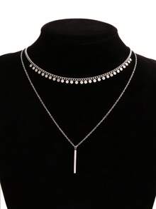 Stainless Steel Round Tassel Necklace For Women Clavicle Chain Choker Necklaces Jewelry - #X0358 Gold - View 2