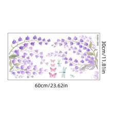 2 件紫色花卉藤蔓和蝴蝶墙贴，装饰性自粘壁画，适用于客厅、入口、卧室