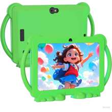 Tablet per bambini, tablet da 7 pollici con 16GB di memoria, 1GB di RAM, Wi-Fi 2.4G, schermo con protezione per gli occhi, controllo parentale, app ed giochi educativi, fotocamera doppia, custodia antiurto, per interazione divertente, crescita culturale, regalo per bambini, regalo per feste, compleanni, Capodanno, festa del bambino