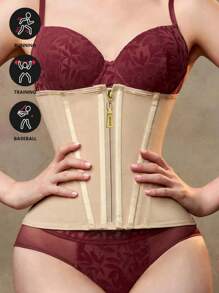 1 pieza Faja reductora con cremallera Corsé de alta compresión Moldeador corporal para mujer Shapewear Control de abdomen Faja