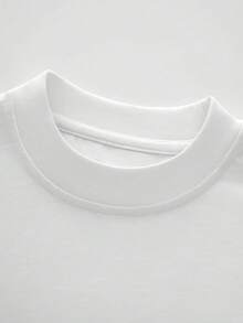 "Evil Eye Hamsa Hand Graphic T-Shirt - Women's Casual Crew Neck Short Sleeve Cotton Tee,  Design, Summer Lightweight Top - Ideal For Everyday Wear, Gift For Friend, Good Luck Charm Apparel_Unisex 90s Vintage Black White Logo Print Weekend Oversized Cotton Tee - 白色 - 查看 2