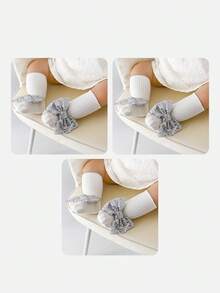 Wrenababy 女童百搭舒适袜子，可爱蝴蝶结设计公主风格防滑圆点抓地袜，适合幼儿和婴儿，适合春秋季