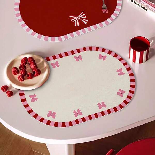 Napperon anti-dérapant en PU motif papillon, tapis de table imperméable et résistant à l'huile, ovale et résistant à la chaleur, lavable. Dessous de verre mignon pour tasse à café, bol, assiette