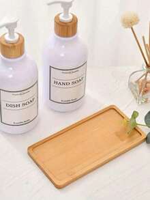 1pc Bamboo Bathroom Tray, Boho Multifunctional Desktop Storage Basket For Bathroom - Khaki - View 4