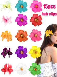 1/4 piezas Pasadores para el cabello con flor hawaiana para mujeres, 4 piezas de pasadores con flores artificiales, pasadores con flores de Plumeria Hibiscus para vacaciones, fiestas en la playa, accesorios para el cabello con flores tropicales para niñas en días festivos, pasadores con forma de oreja de gato