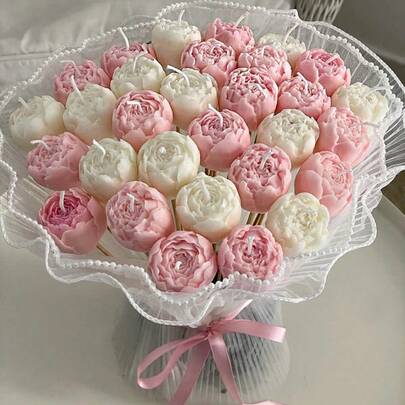 1 件玫瑰花香薰蜡烛，带杆，手工制作的大豆蜡烛，单芯，装饰性花卉蜡烛，非常适合生日、周年纪念、婚礼、派对装饰、沐浴、瑜伽、感恩节、圣诞节和节日礼物