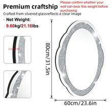 UNHO Elegant Rectangle Decorative Wall Mirror Crushed Diamond Mirror For Living Room Bedroom Gifts Home Decor Back To School Room Decor School Supplies - Bạc - Xem 5