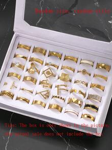 10/20/40/60件套不锈钢罗马浮雕哑光戒指，男女通用，适合日常佩戴和节日装饰，款式和尺寸随机。