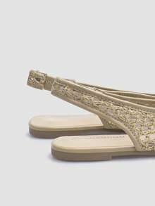 Giày bệt dệt từ sợi raffia cao cấp, thoải mái, thời trang mới của ADAMUMU dành cho nữ, kiểu dáng dễ thương, phù hợp để mang hàng ngày và đi nghỉ xuân/hè. - Màu be - Xem 8