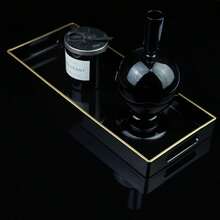 Black Vanity Tray With Handles, Decorative Tray Desktop Storage Organizer For Bathroom, Living Room, 5.9"*13.7",9824640