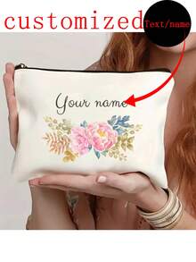 1 件可定制的独特时尚简约字母印花轻便袋，可容纳手机、化妆品、硬币，方便旅行、多用途、大容量、多功能、多功能、彩色、可爱、可爱、简约、有趣、卡哇伊、Y2K、极简主义、通勤、商务休闲、基础款、定制、个性化、独特、定制、送给他的理想礼物、送给她、她、家人、朋友、女朋友的理想礼物、周年纪念日、生日、节日/度假、户外/郊游/旅行/徒步旅行/体育场/运动/登山、商务/通勤/工作/办公室 - 米色 - 查看 11