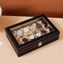 2/3/6/10/12 Slot PU Leather Watch Box Display Case Jewelry Organizer With Glass Top Men Watch Bracket Display Box Gifts