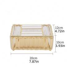 Elegante cubierta de caja de pañuelos de cristal dorado: rectangular, de acero inoxidable pulido, adecuada para tocador, baño, dormitorio, oficina en casa o decoración de bar, Halloween, decoración navideña