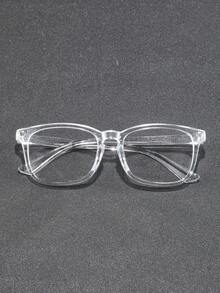 1-2 Pairs Men's Plastic Geometric Full Frame Classic Modern Minimalist Style Versatile Casual Basic Transparent Glasses, Suitable For Street Photography, Office Attire, Back To School, Driving, Daily Life, Phone Decoration - Clear - View 3