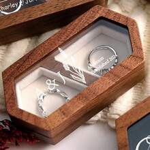 Custom Wooden Wedding Ceremony Ring Box With Clear Acrylic Cover, Personalized Engraved Engagement Proposal Holder, Two-Slot Ring Holder,Multi-Functional,Durable,Ornamental,Reusable,Exquisite,Stylish,High-Quality,Colorful,Modern,Custom,Personalized,Unique,Ideal Gifts For Him,Ideal Gifts For Her,Boyfriend,Dad,Girlfriend,Mom,Family,Friends,Tea Room,Home,Garden,Office,For Anniversaries,For Valentine's Day,For Mother's Day,For Birthdays,For Father's Day,For Graduation,For Weddings,For Housewarming,Customized Wedding Crafts