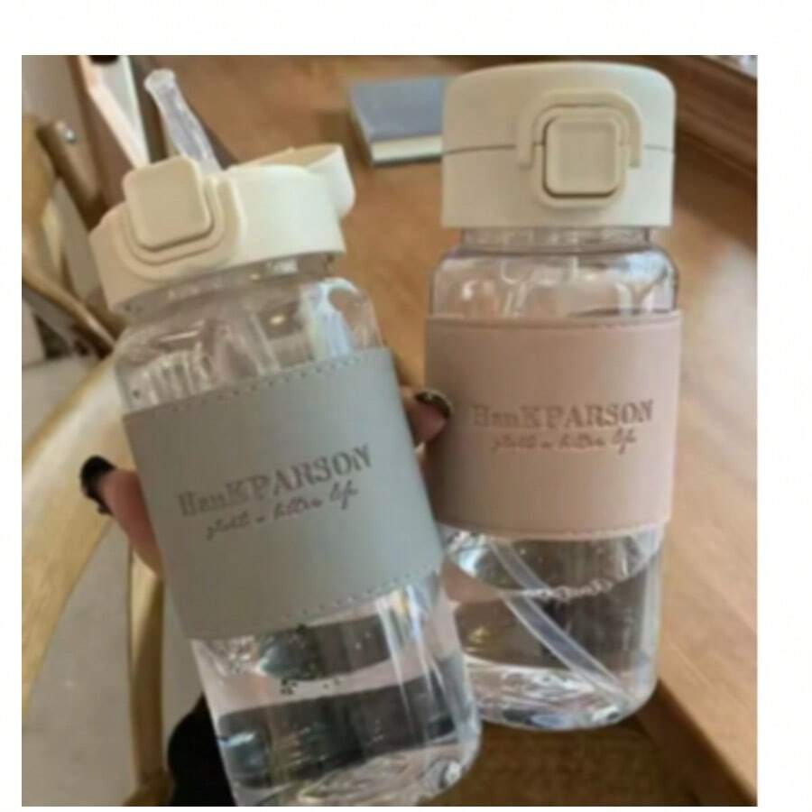 500ml Water With Straw Pop-Up Cover Leak-Proof Drinkware For Drinking Sippy Portable Cute Plastic Drinking - 淺藍色 - 查看 1