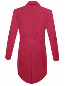 男士优雅撞色尖领燕尾服西装外套，适合派对穿着