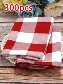 2/6/12/300pcs Modern Minimalist Plaid Napkins, Soft Absorbent For Hotel, Restaurant, Home, Party, Holiday Decoration, Table Cloth, Wipe Cloth - Red and White - View 13