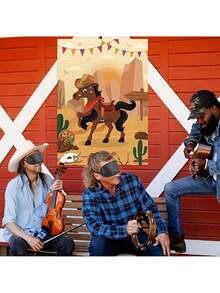 1 Set "Pin The Tail On The Horse" Game, Includes 30 Reusable Tails, 1 Large Western Cowboy Horse Game Poster, Suitable For Cowboy Parties, Western Birthday Parties, Carnival Events - Multicolor - View 6